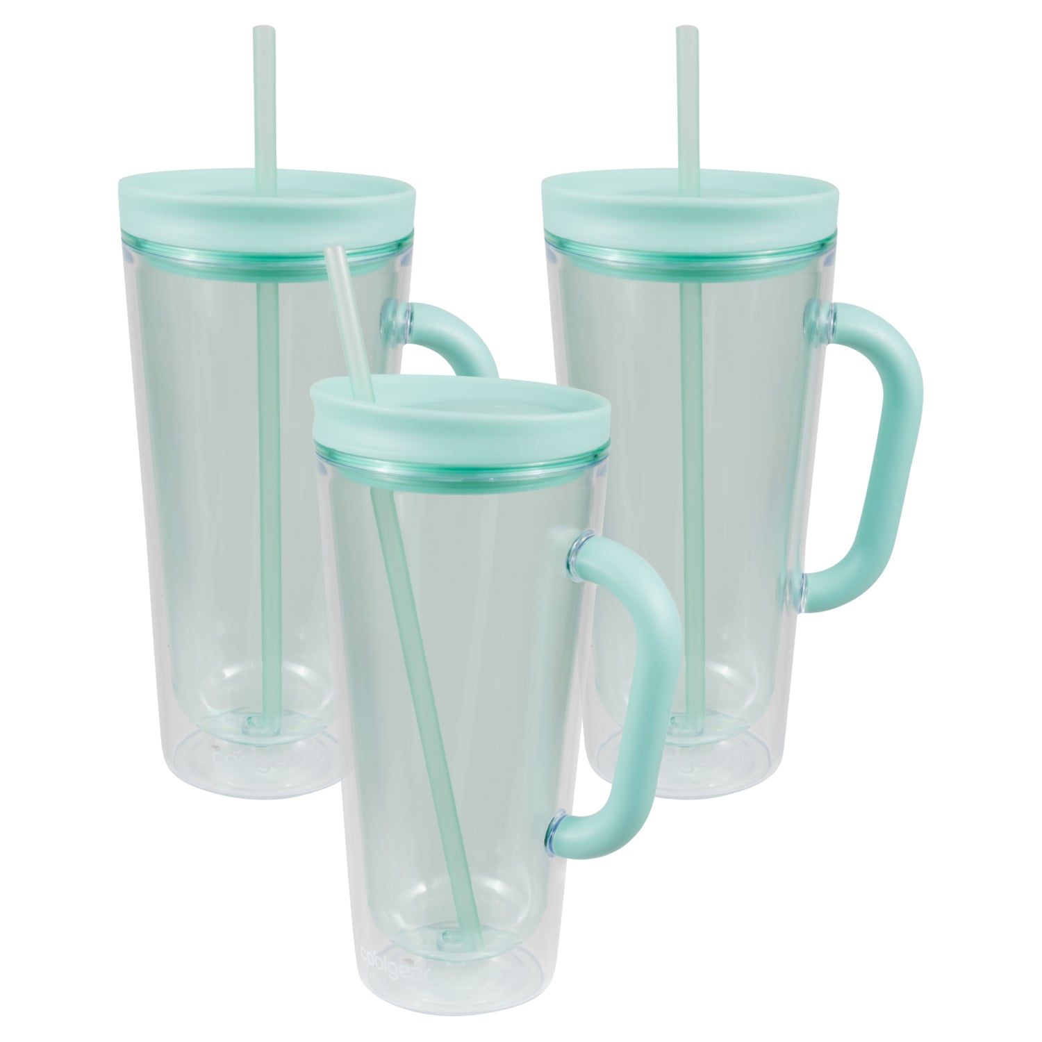 COOL GEAR 3-Pack 26 oz Spritz Tumbler with Straw and Handle