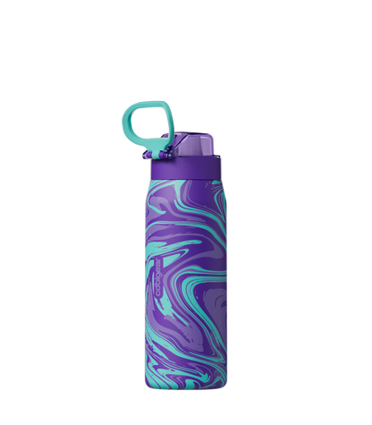 COOL GEAR Strive Stainless Steel Water Bottle, 24 oz Reusable Bottle with Handle, 2 Pack, BPA Free for Cold Beverages