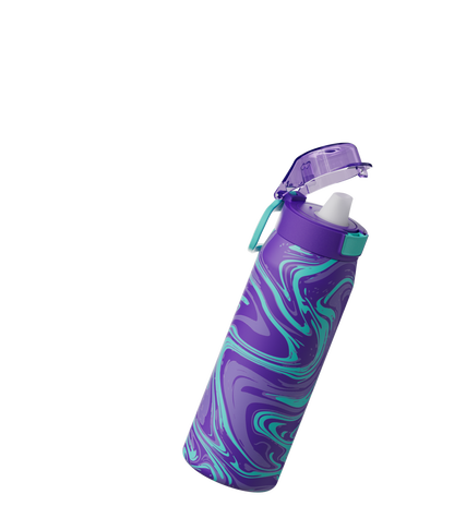 COOL GEAR Strive Stainless Steel Water Bottle, 24 oz Reusable Bottle with Handle, 2 Pack, BPA Free for Cold Beverages