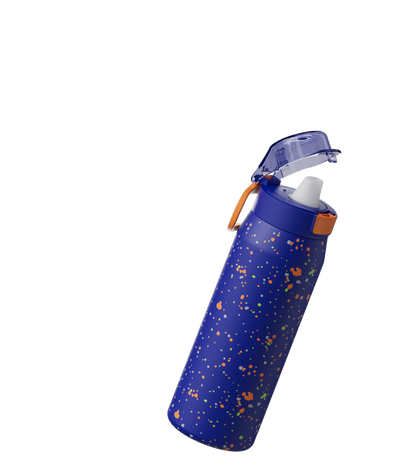 COOL GEAR Strive Stainless Steel Water Bottle, 24 oz Reusable Bottle with Handle, 2 Pack, BPA Free for Cold Beverages