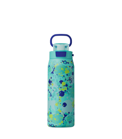 COOL GEAR Strive Stainless Steel Water Bottle, 24 oz Reusable Bottle with Handle, 2 Pack, BPA Free for Cold Beverages
