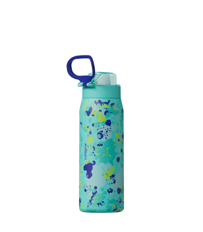 COOL GEAR Strive Stainless Steel Water Bottle, 24 oz Reusable Bottle with Handle, 2 Pack, BPA Free for Cold Beverages