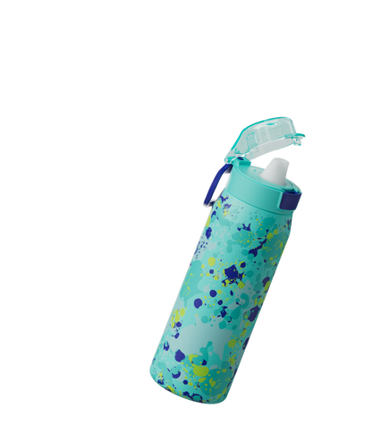 COOL GEAR Strive Stainless Steel Water Bottle, 24 oz Reusable Bottle with Handle, 2 Pack, BPA Free for Cold Beverages