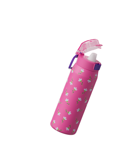 COOL GEAR Strive Stainless Steel Water Bottle, 24 oz Reusable Bottle with Handle, 2 Pack, BPA Free for Cold Beverages