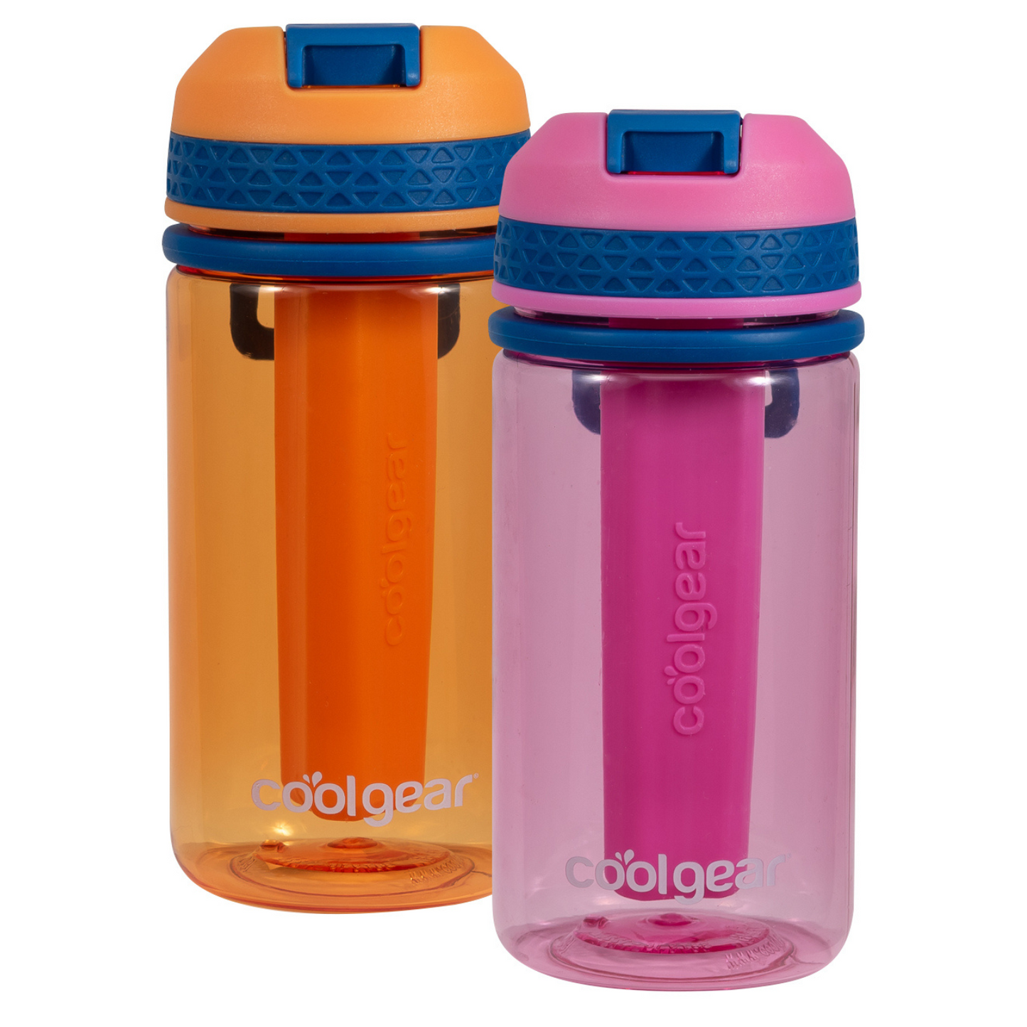 Cool Gear Tritan Shatter Resistant Leakproof Water Bottle, Textured Silicone Band with Sipper Lid, 18 Ounce, 2 Pack