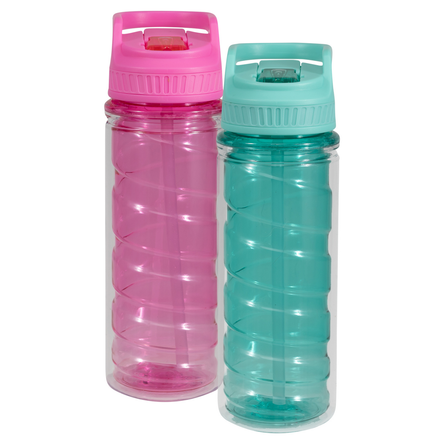 Cool Gear 2-Pack 16 oz Kid's Twist Water Bottle with Double Wall, Sipper  Lid and Finger Loop Cap with Printed Design | Great for School, Sports