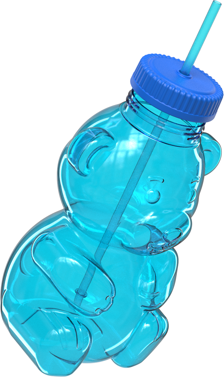 COOL GEAR 64 oz Yummy Bear Water Bottle, Reusable Bottle with Straw Lid, BPA Free