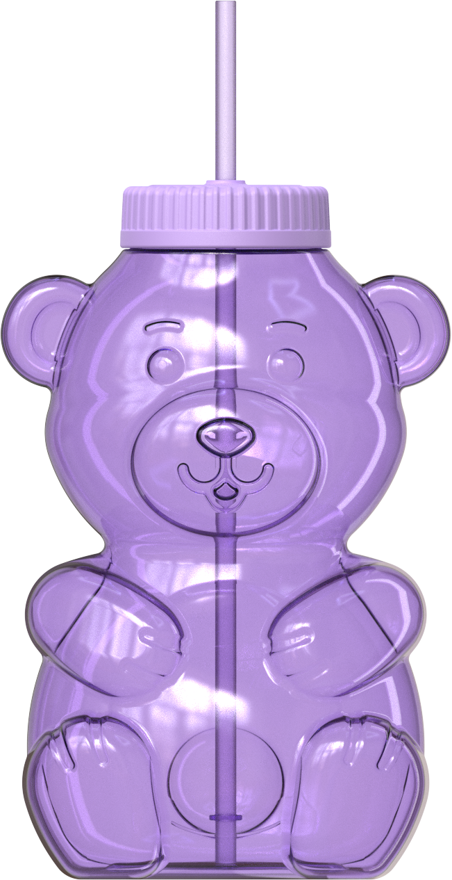 COOL GEAR 64 oz Yummy Bear Water Bottle, Reusable Bottle with Straw Lid, BPA Free