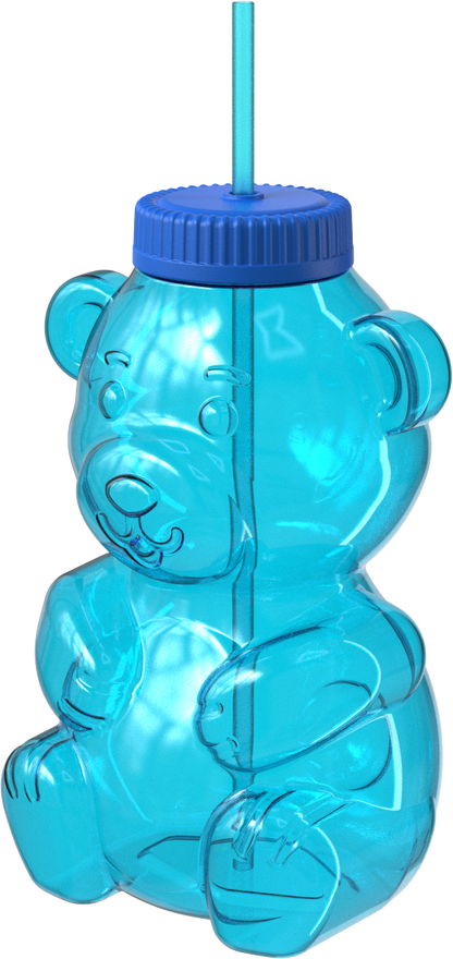 COOL GEAR 64 oz Yummy Bear Water Bottle, Reusable Bottle with Straw Lid, BPA Free