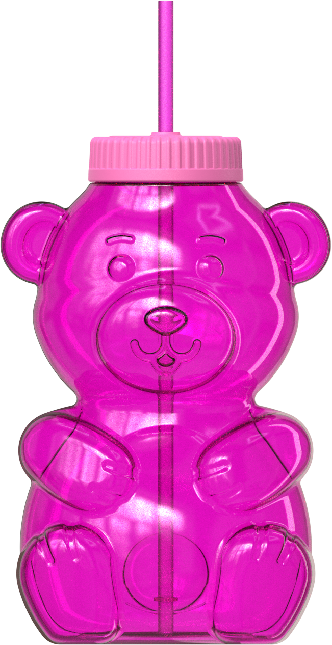 COOL GEAR 64 oz Yummy Bear Water Bottle, Reusable Bottle with Straw Lid, BPA Free