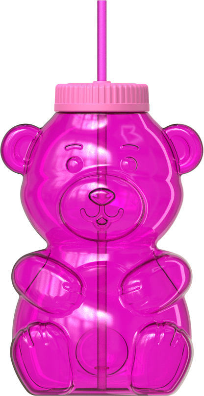 COOL GEAR 64 oz Yummy Bear Water Bottle, Reusable Bottle with Straw Lid, BPA Free