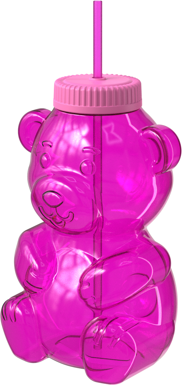 COOL GEAR 64 oz Yummy Bear Water Bottle, Reusable Bottle with Straw Lid, BPA Free
