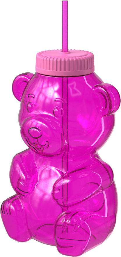 COOL GEAR 64 oz Yummy Bear Water Bottle, Reusable Bottle with Straw Lid, BPA Free