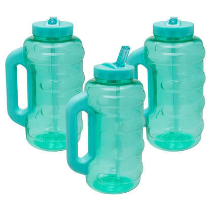 Cool Gear 3-Pack BEAST 64 oz Jug with Handle | Large Capacity Water bottle for Athletes, Fitness, Gym, & Outdoor Sports | Wide mouth, Leak proof - Green Tea Pack