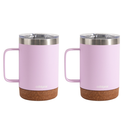 Cool Gear 2-Pack American Designed, Stainless Steel Copper Lined Mug with Handle, BPA Free Lid, 16 oz