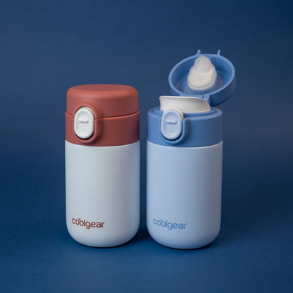 COOL GEAR Purse Bottle 8oz Stainless Steel Water Bottle 2 Pack, Compact Mini Bottle with Flip Top Lid, BPA-Free, Leak-Resistant, Small Water Bottle for Purse, Travel, On-the-Go