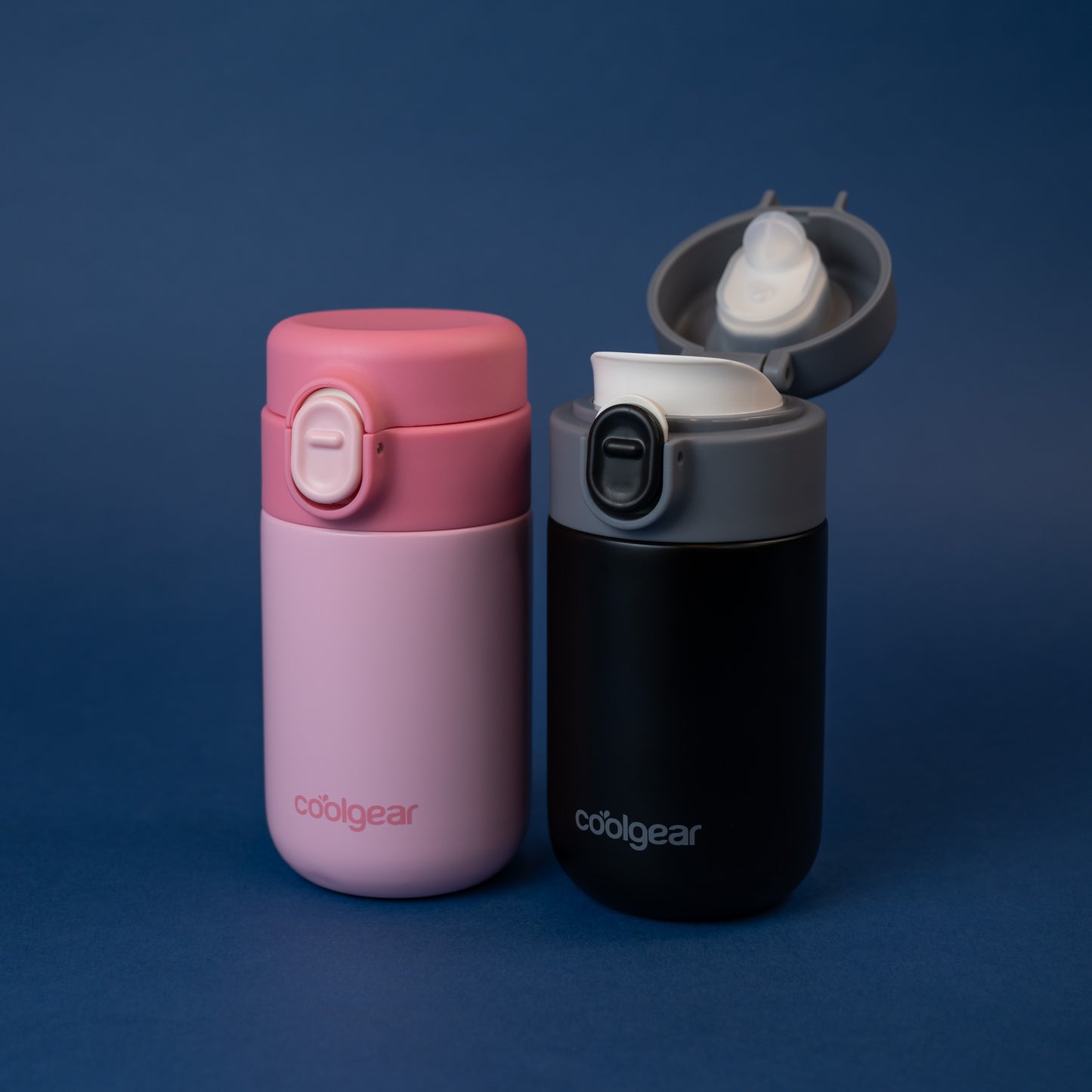 COOL GEAR Purse Bottle 8oz Stainless Steel Water Bottle 2 Pack, Compact Mini Bottle with Flip Top Lid, BPA-Free, Leak-Resistant, Small Water Bottle for Purse, Travel, On-the-Go