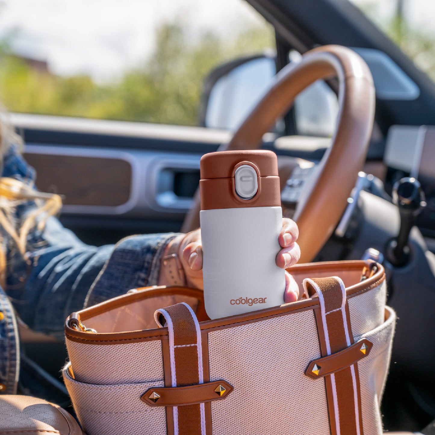 COOL GEAR Purse Bottle 8oz Stainless Steel Water Bottle 2 Pack, Compact Mini Bottle with Flip Top Lid, BPA-Free, Leak-Resistant, Small Water Bottle for Purse, Travel, On-the-Go