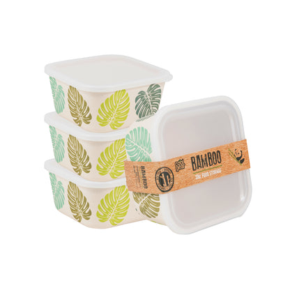 COOL GEAR 4-Pack Bamboo Reusable Containers | BPA-Free Dishwasher-Safe Sustainably-Sourced | Food Containers For Leftovers, Travel, Organization Made From Natural Bamboo Fibers