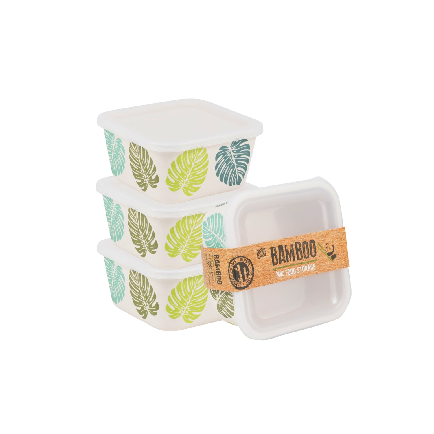 COOL GEAR 4-Pack Bamboo Reusable Containers