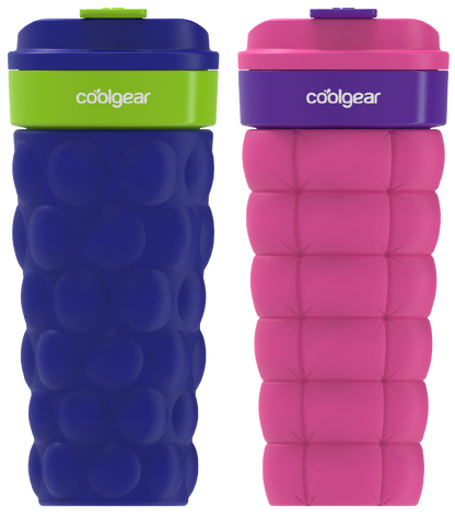 COOL GEAR 20oz Go Grip Coffee Mug, Texture Reusable Travel Cup, BPA-Free Lid, Comfortable Non-Slip Grip, Easy Sipping Design for  Beverages On the Go