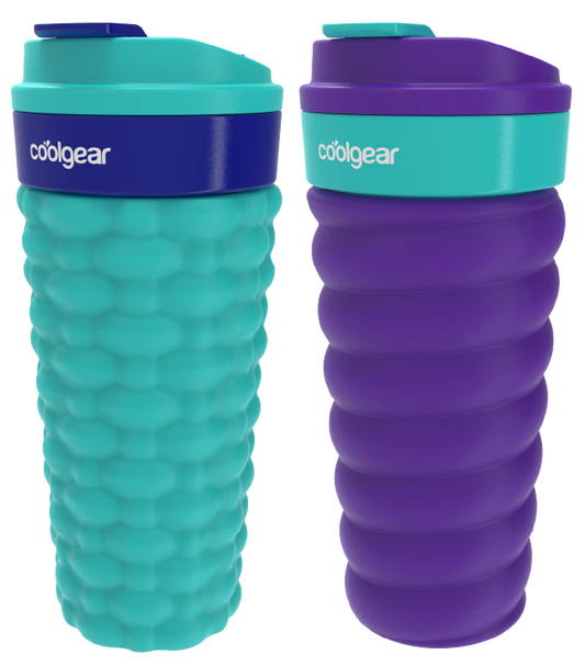 COOL GEAR 2-Pack 20oz Go Grip Coffee Mug, Texture Reusable Travel Cup, BPA-Free Lid, Comfortable Non-Slip Grip, Easy Sipping Design for  Beverages On the Go