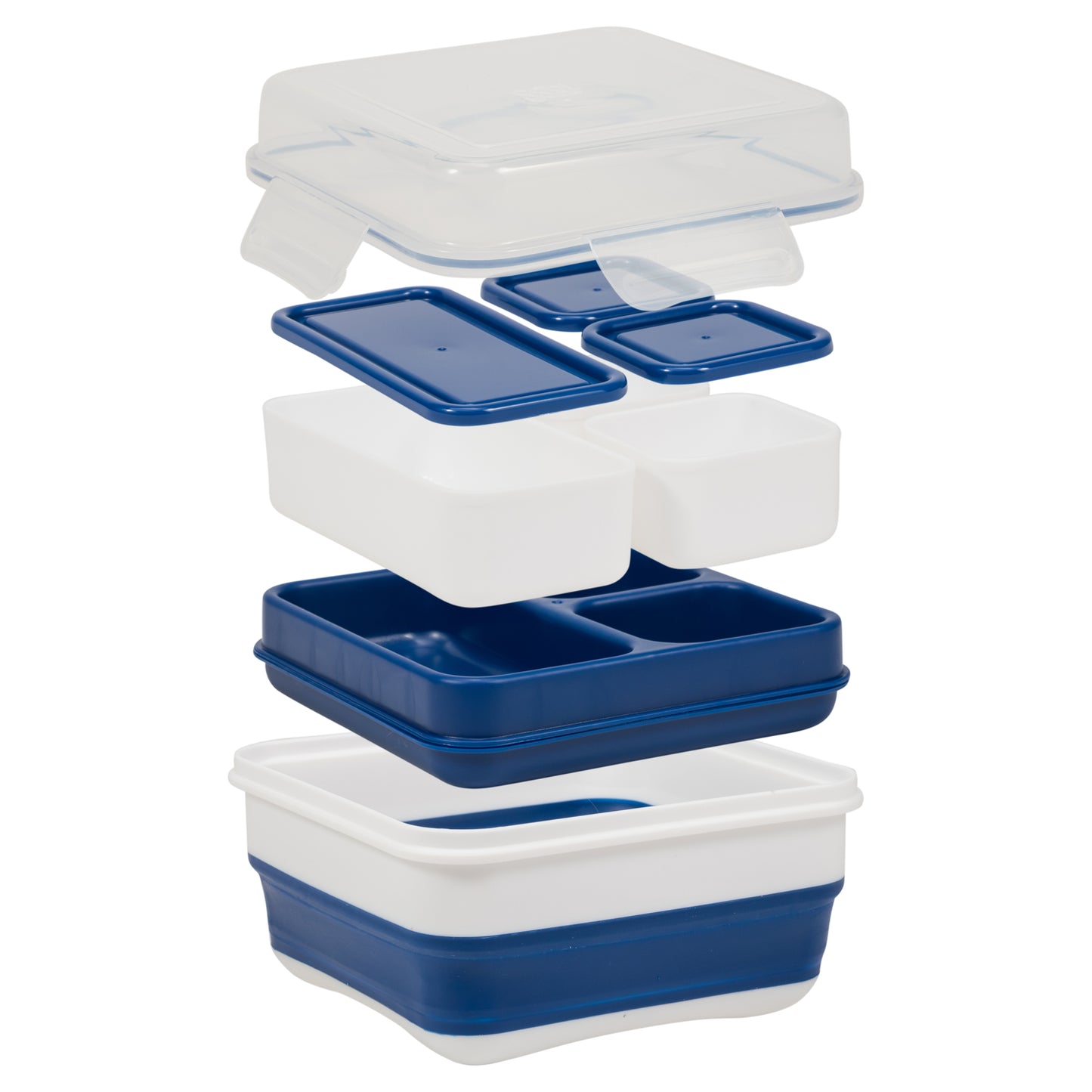 COOL GEAR 3-Pack Expandable Bento Containers | Great For Salad, Lunch, Snacks, Travel, and More | Dishwasher & Microwave Safe | 4 Compartments With Lids