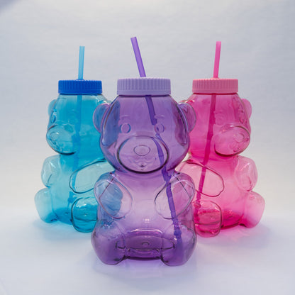 COOL GEAR 64 oz Yummy Bear Water Bottle, Reusable Bottle with Straw Lid, BPA Free