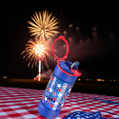 COOL GEAR 16oz Poplights 3-Pack - Patriotic | Light-Up, Leak-Proof, BPA-Free, Sip-Lid, Carry Loop | Top-Shelf Dishwasher Safe, Not for Hot Liquids, AAA Batteries Included | Perfect for Summer Fun and Celebrations!