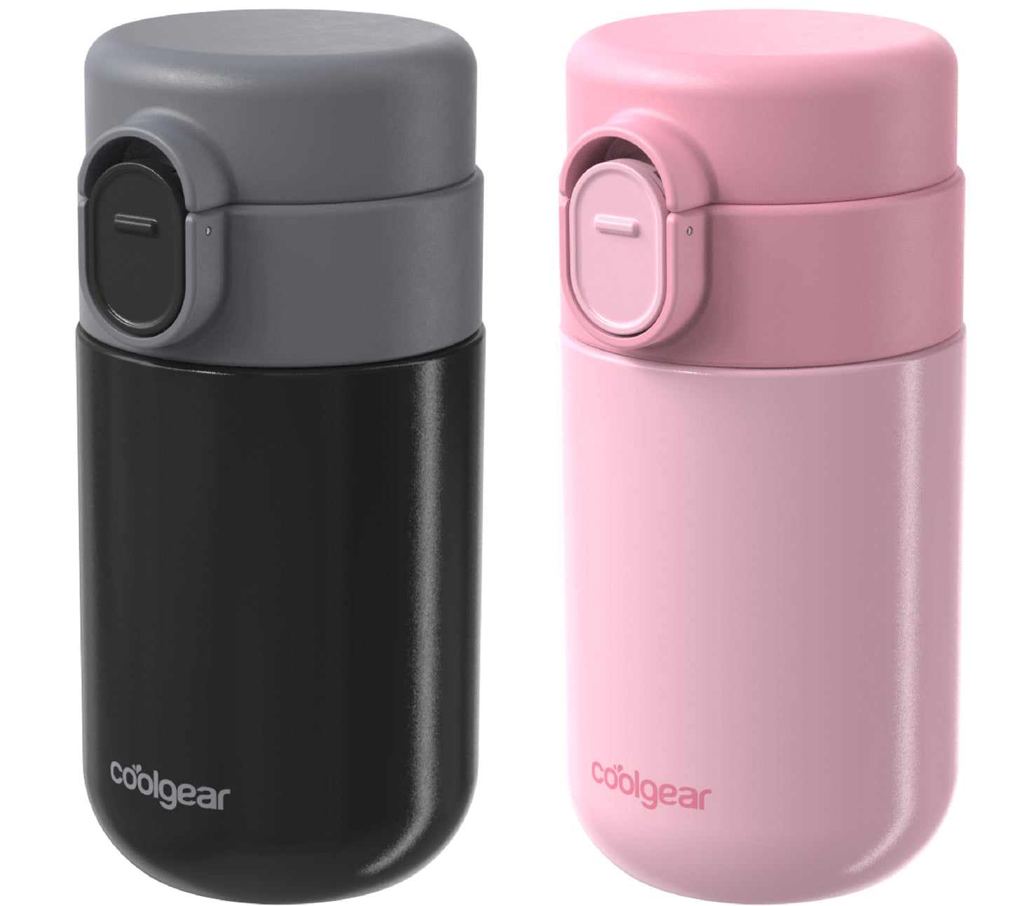 COOL GEAR Purse Bottle 8oz Stainless Steel Water Bottle 2 Pack, Compact Mini Bottle with Flip Top Lid, BPA-Free, Leak-Resistant, Small Water Bottle for Purse, Travel, On-the-Go