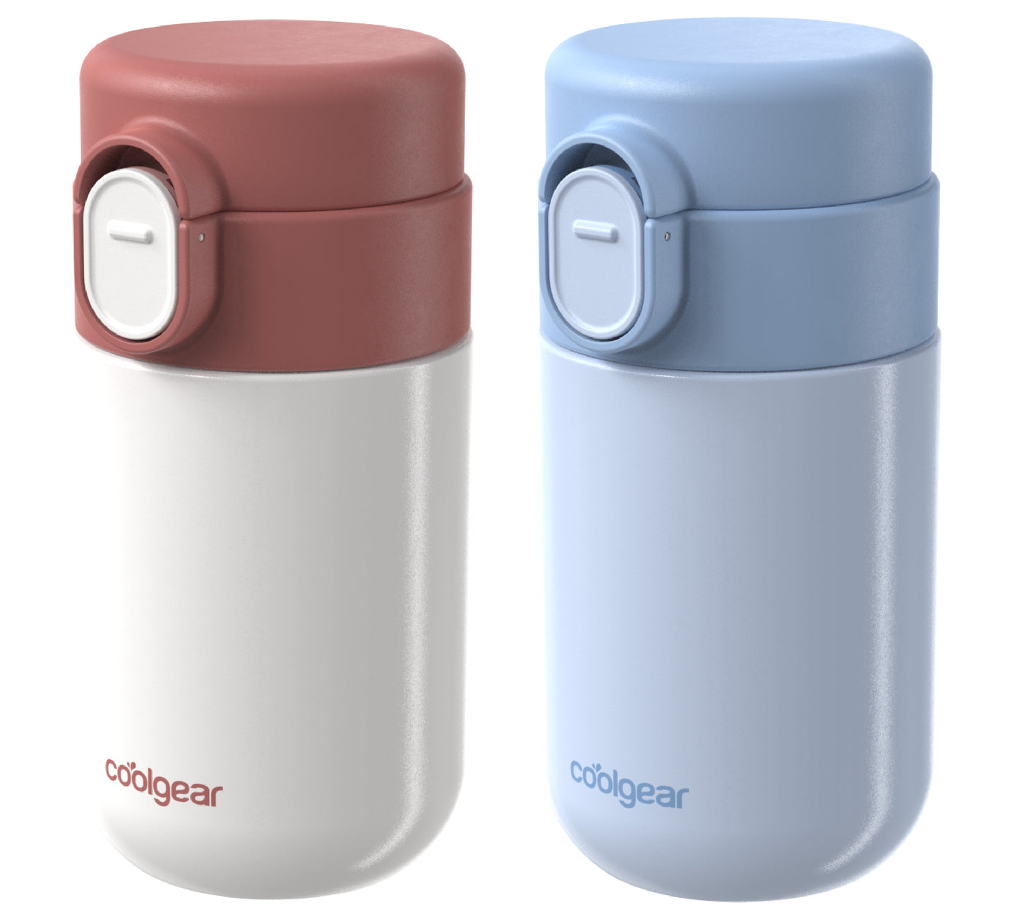 COOL GEAR Purse Bottle 8oz Stainless Steel Water Bottle 2 Pack, Compact Mini Bottle with Flip Top Lid, BPA-Free, Leak-Resistant, Small Water Bottle for Purse, Travel, On-the-Go