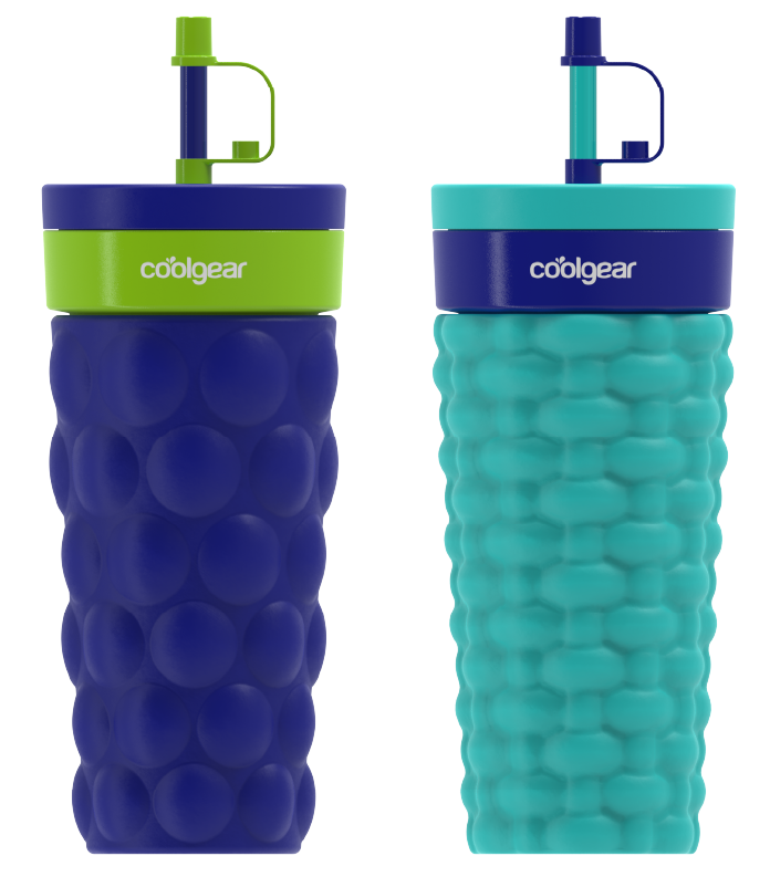 COOL GEAR 20oz Go Grip Voyage Tumbler with Straw, Texture Reusable Travel Cup, BPA-Free Lid, Comfortable Non-Slip Grip, Easy Sipping Design for Beverages On the Go