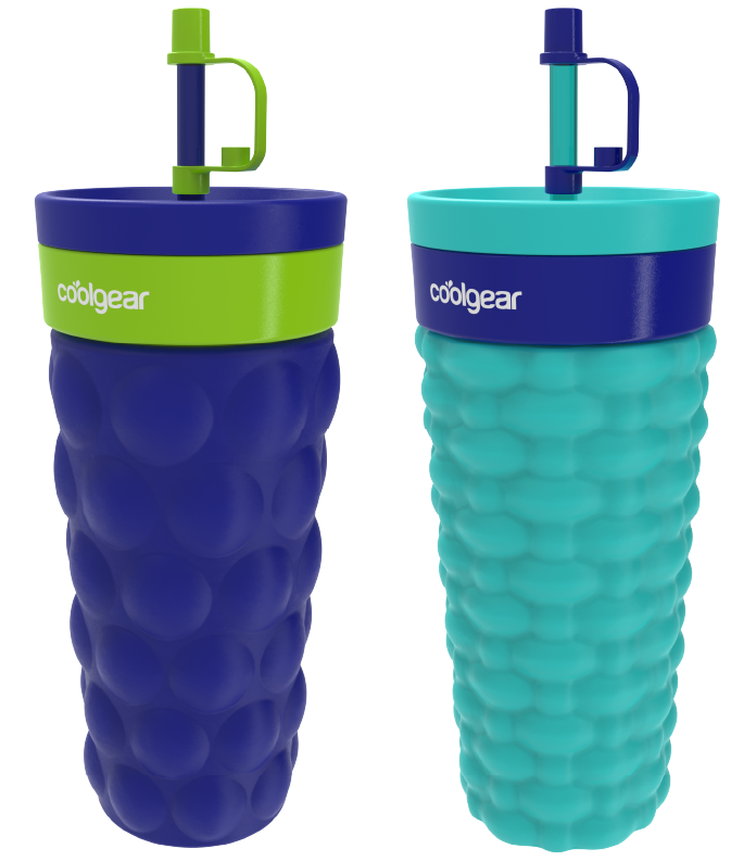 COOL GEAR 20oz Go Grip Voyage Tumbler with Straw, Texture Reusable Travel Cup, BPA-Free Lid, Comfortable Non-Slip Grip, Easy Sipping Design for Beverages On the Go