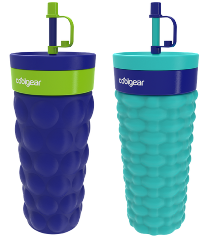 COOL GEAR 20oz Go Grip Voyage Tumbler with Straw, Texture Reusable Travel Cup, BPA-Free Lid, Comfortable Non-Slip Grip, Easy Sipping Design for Beverages On the Go