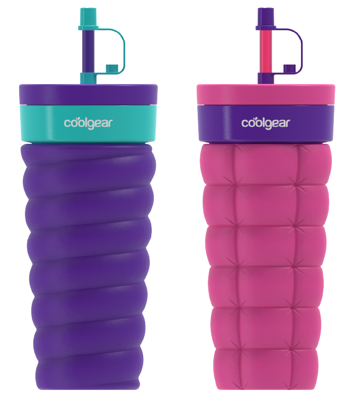 COOL GEAR 20oz Go Grip Voyage Tumbler with Straw, Texture Reusable Travel Cup, BPA-Free Lid, Comfortable Non-Slip Grip, Easy Sipping Design for Beverages On the Go