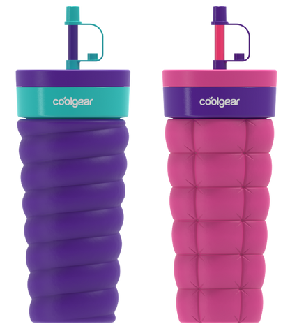 COOL GEAR 20oz Go Grip Voyage Tumbler with Straw, Texture Reusable Travel Cup, BPA-Free Lid, Comfortable Non-Slip Grip, Easy Sipping Design for Beverages On the Go