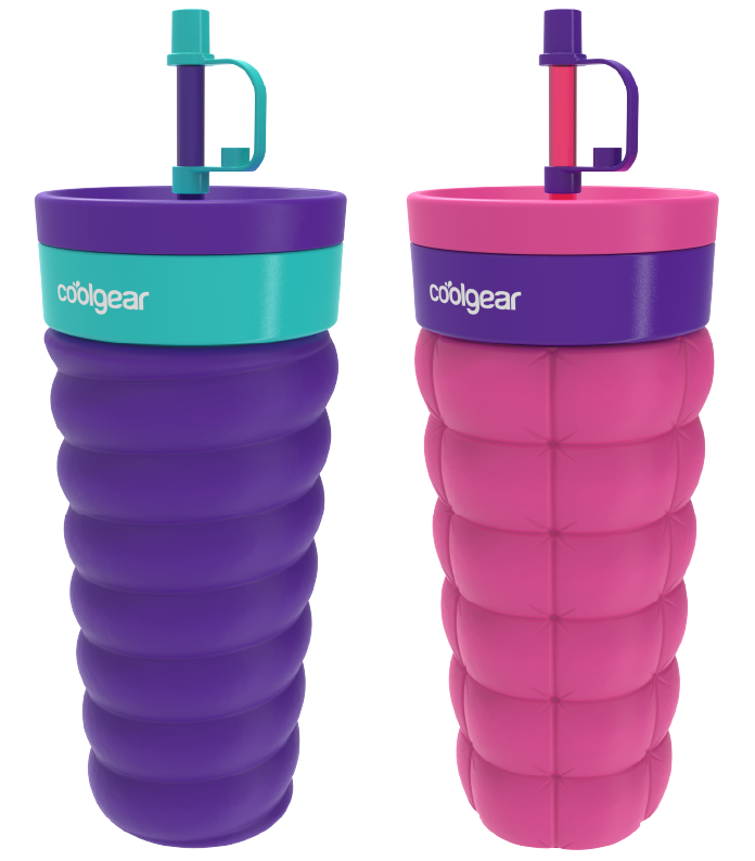 COOL GEAR 20oz Go Grip Voyage Tumbler with Straw, Texture Reusable Travel Cup, BPA-Free Lid, Comfortable Non-Slip Grip, Easy Sipping Design for Beverages On the Go