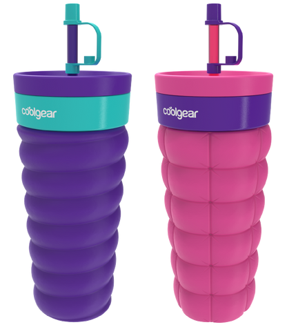 COOL GEAR 20oz Go Grip Voyage Tumbler with Straw, Texture Reusable Travel Cup, BPA-Free Lid, Comfortable Non-Slip Grip, Easy Sipping Design for Beverages On the Go