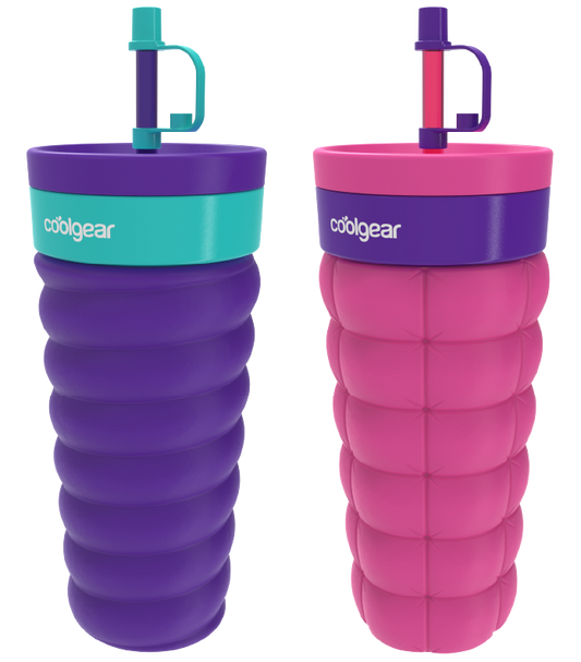 COOL GEAR 20oz Go Grip Voyage Tumbler with Straw, Texture Reusable Travel Cup, BPA-Free Lid, Comfortable Non-Slip Grip, Easy Sipping Design for Beverages On the Go