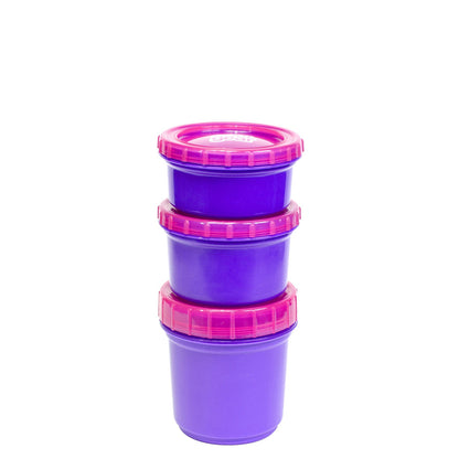 Cool Gear 2-Pack Kids Stackable Snack Snap Containers with Freezer Gel | 3 Reusable Food Containers With Twist Off Lids | Double Insulated with Freezer Gel To Keep Food Cold - Pink/Purple
