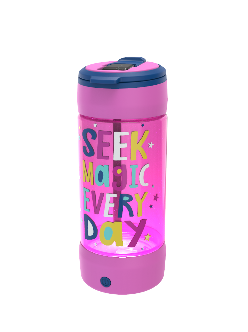 Cool Gear 2-Pack 16 oz Pop Lights Water Bottles | Light Up & Designed Travel Cup for Kids, Outdoors, Gifts - Sunglasses/ Seek Magic