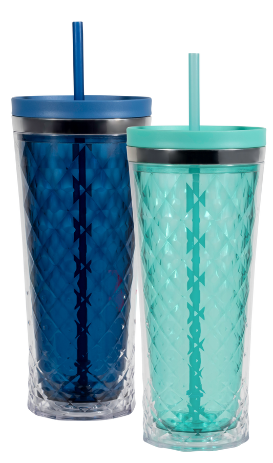 2 Pack COOL GEAR 20 oz ARC TRIFACAL Chiller with Straw