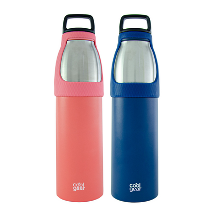 2 Pack COOL GEAR Saturn 24oz Stainless Steel Water Bottle | Silicone Tension Strap Tumbler