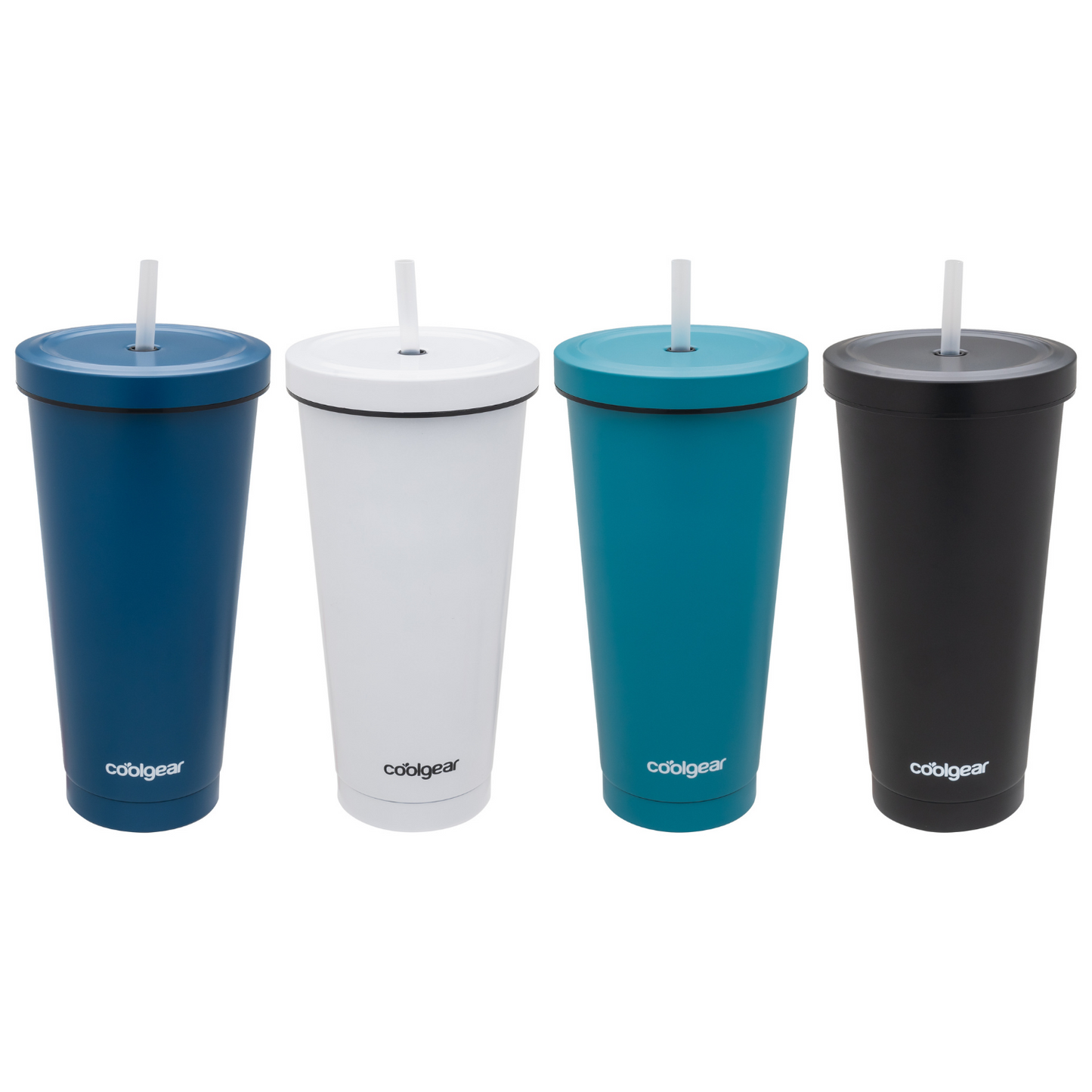 Cool Gear 4-Pack 25 oz Tauton Insulated Stainless Steel Chillers with Twist Top and Reusable Straw | Eco Friendly Travel Tumbler for Home, Work, Gym & More | Keep Drinks Cold For Hours
