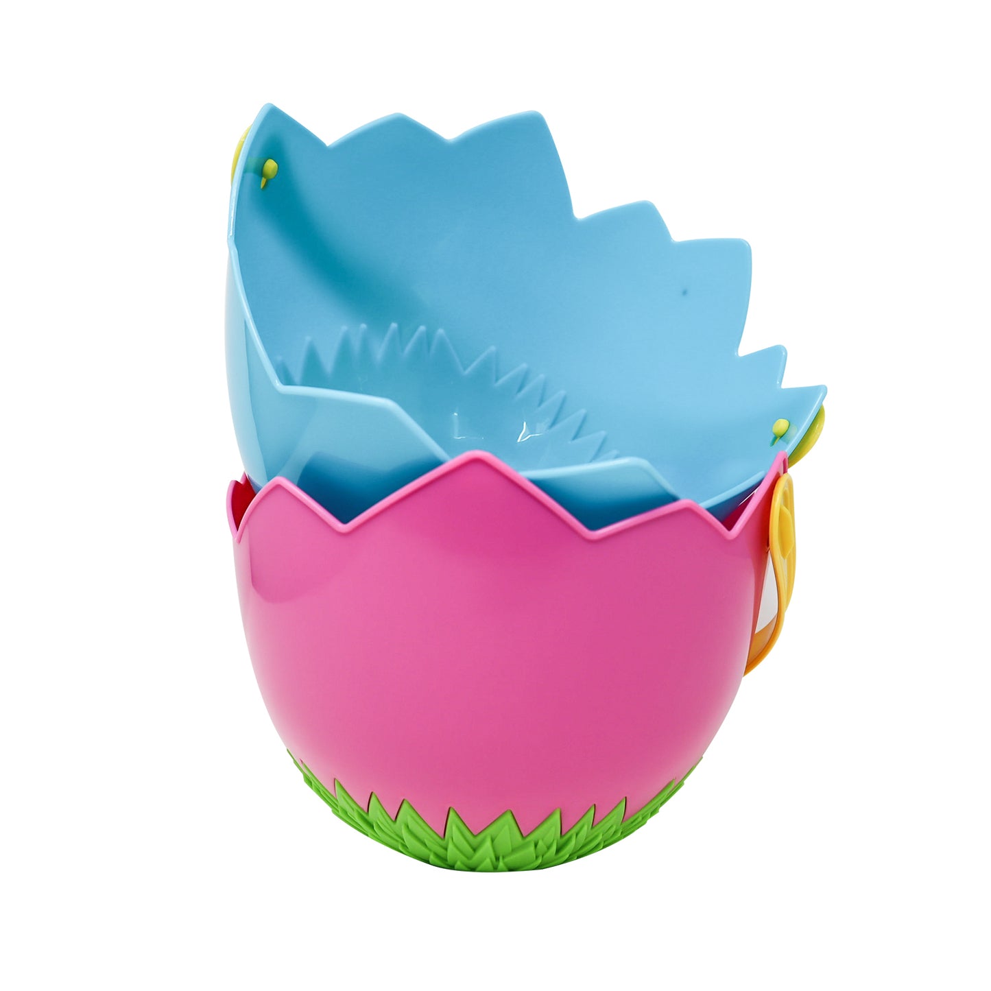 Cool Gear 2-Pack Plastic Easter Basket with Handle | Easter Egg Shaped Bucket for Kids and Adult Spring Easter Egg Hunting Party | Pink and Blue Reusable Basket Decoration