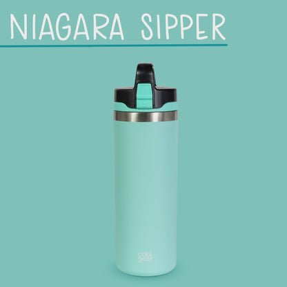 2 Pack COOL GEAR Niagara 25oz Stainless Steel Water Bottle | Locking lid | Pull up sipper