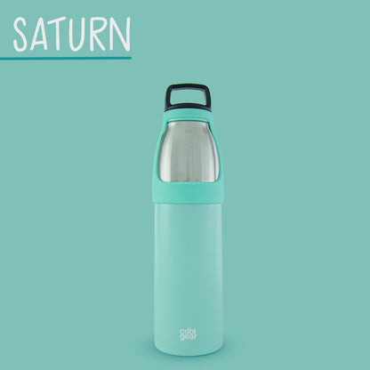 2 Pack COOL GEAR Saturn 24oz Stainless Steel Water Bottle | Silicone Tension Strap Tumbler